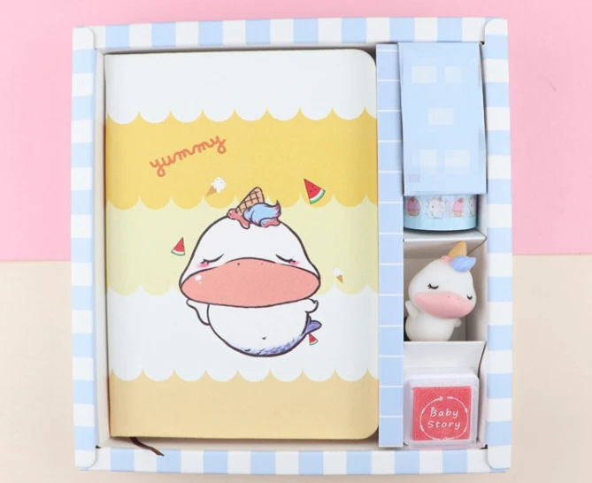 

Lovely Fairy Cat Notebook Set Cartoon Hand Account Book Set Stationery Gift Diary Book Cartoon Paper Tape Toy Stamp