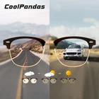 Солнцезащитные очки с полуоправой для мужчин и женщин, квадратные поляризационные фотохромные очки для вождения, трендовые очки, 2021
