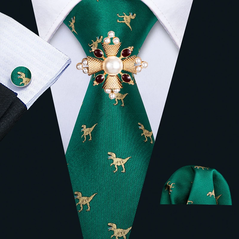

New Arrival Fashion Tie Set Neckties Hanky Cufflinks Brooch Set for Men Ties Cartoon Gravata for Business Wedding Party Blue