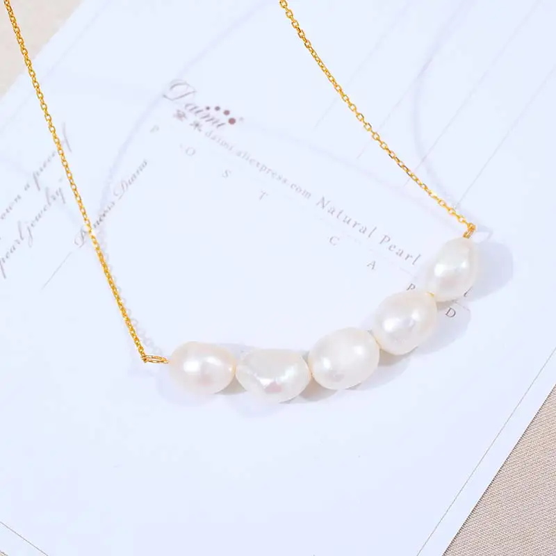 DAIMI 11 12 мм жемчужная подвеска в стиле барокко ожерелье пять жемчужин 925 Серебряное