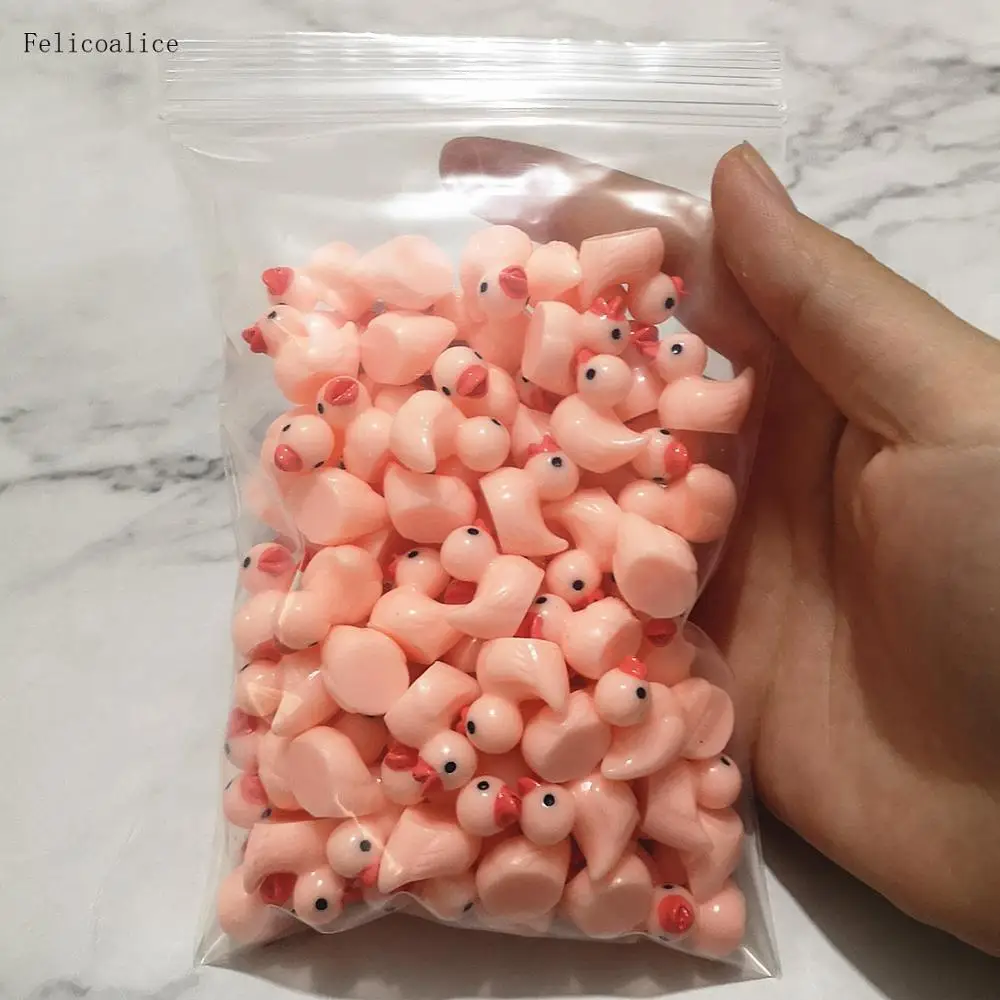 100pcs Animal Resin Duck Flatback DIY Miniature Artificial Hand Painted Cabochon Craft Play Doll House Toy | Дом и сад