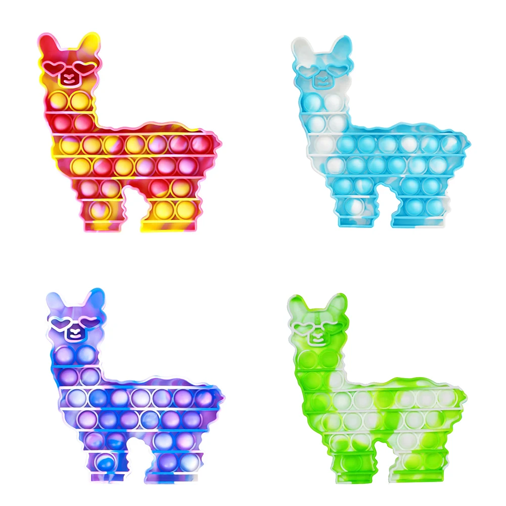 

Silicone Tie-dye Alpaca Hair Push Bubble Sensory Toy Rainbow Push Bubble Toy Adu Child Autism Stress Relief Toy