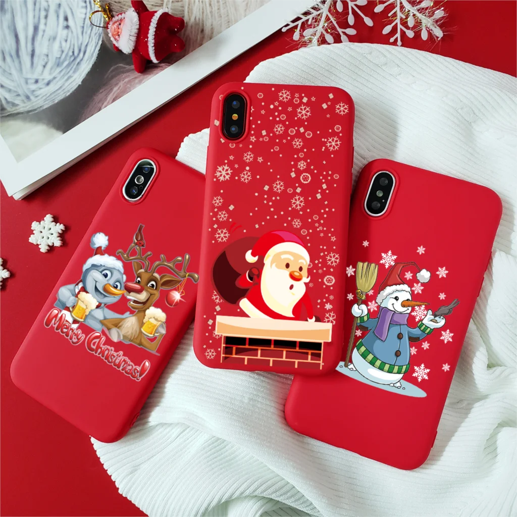 Merry Christmas, Матовые чехлы для телефонов, чехол для iPhone X, 7, 8 Plus, 6, 6 S, 5, 5S, SE, XS Max, XR, Мягкая силиконовая задняя крышка из ТПУ, новогодний чехол