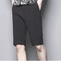 mens casual shorts summer new pure color simple slim splicing design fashion large size sports versatile shorts