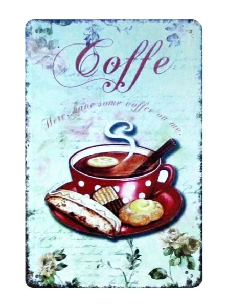 

Воспроизведение домашний кухонный wall art Кофе хлеб Оловянная металлическая табличка