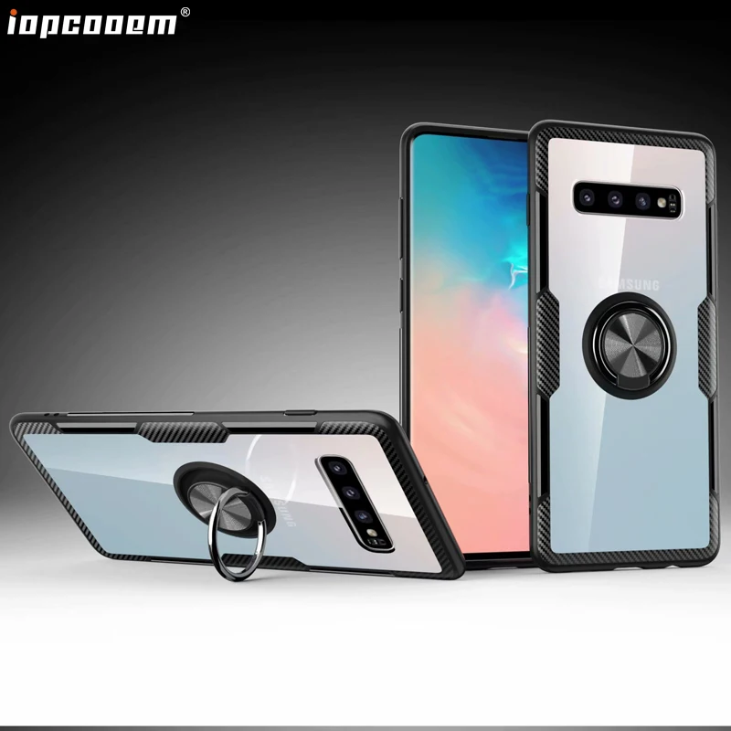 Чехол S10 5G для Samsung Galaxy Plus прозрачный чехол с держателем кольца на палец задняя