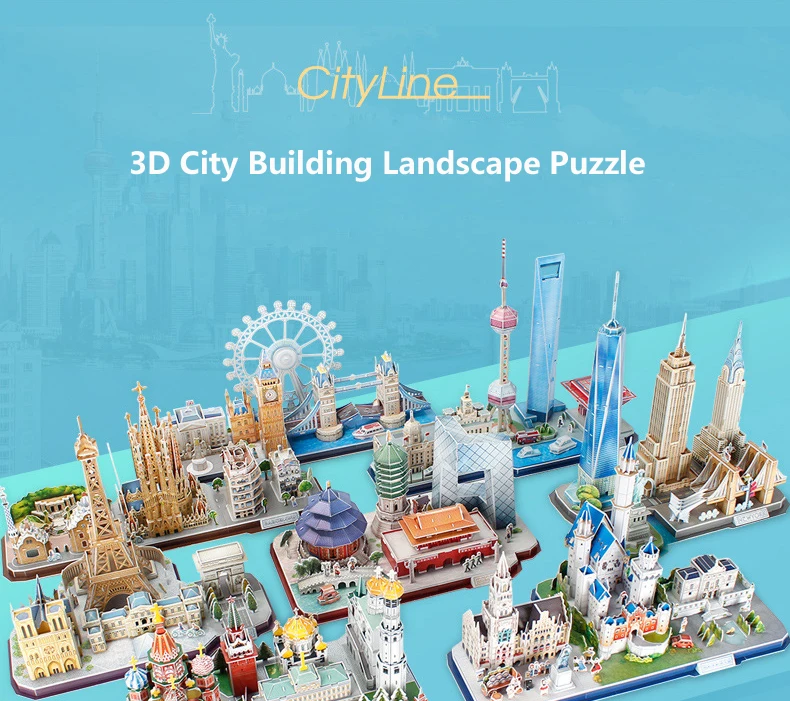 3D игра-головоломка DIY игрушка бумажная Миниатюрная модель город Лондон Париж Нью-Йорк Москву знаменитое здание собрать игры игрушки для детей Подарки