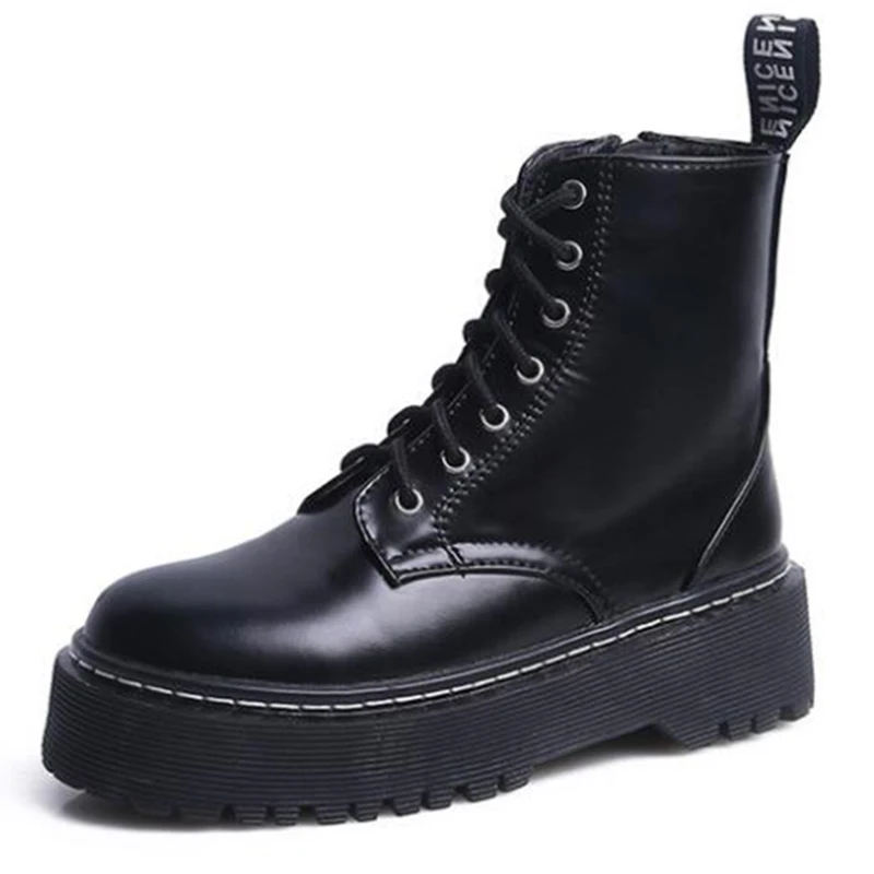 Теплые ботинки на плоской платформе ботильоны женская обувь сезон осень зима