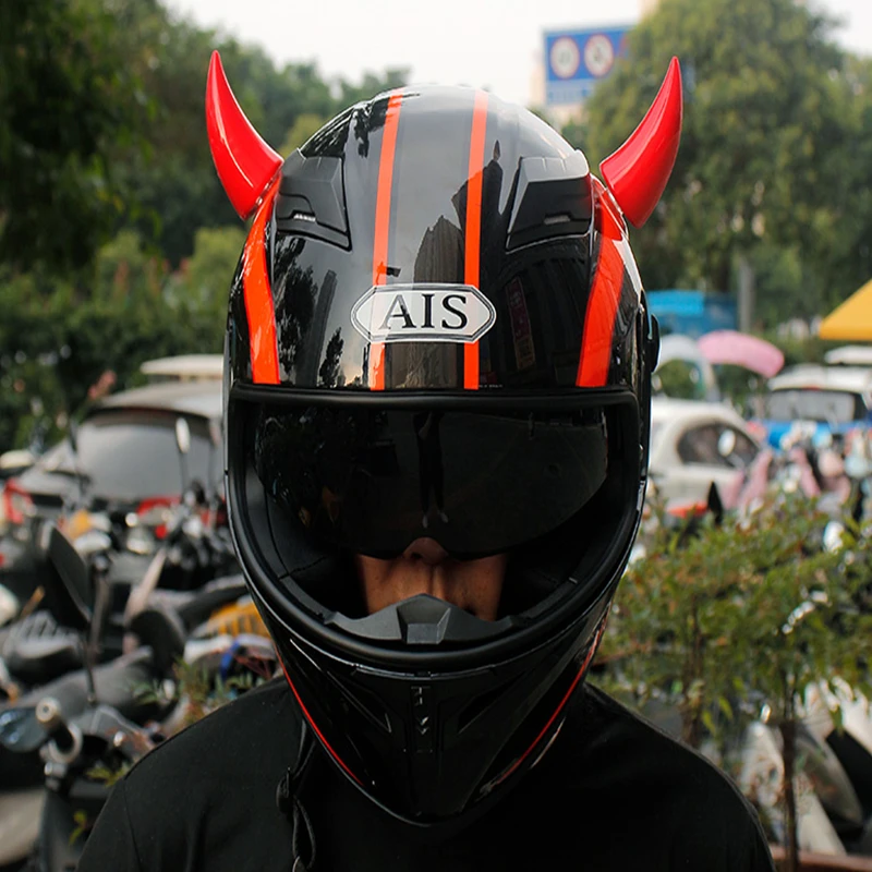 

1PCS Car Motorcycle Helmet Devil Horn Motocross Full Face Off Road Helmet Decoration Car Accessorie Headwear Sucker Auto Styling