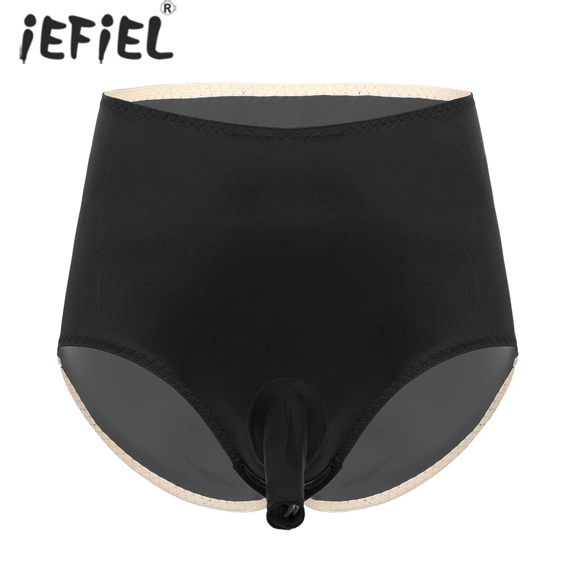 

iEFiEL Men Bulge Pouch Stretchy Panties Sissy Nighwear Underwear High Waist Solid Color Smooth Underpants Male Exotic Briefs