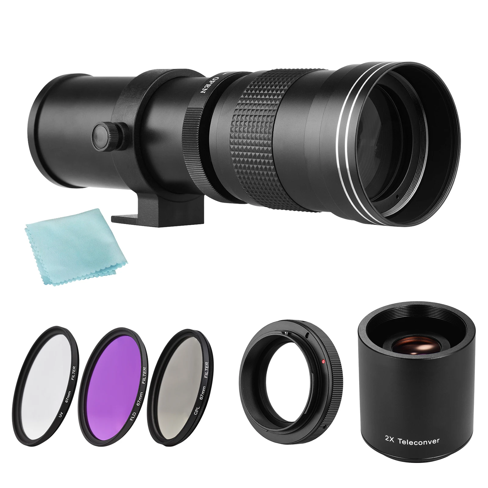 Камера MF Super Telephoto Zoom Lens F/8 3-16 420-800 мм T Mount + UV/CPL/FLD Filters Набор для Canon EF-mount EOS Rebel T7 T7i T6