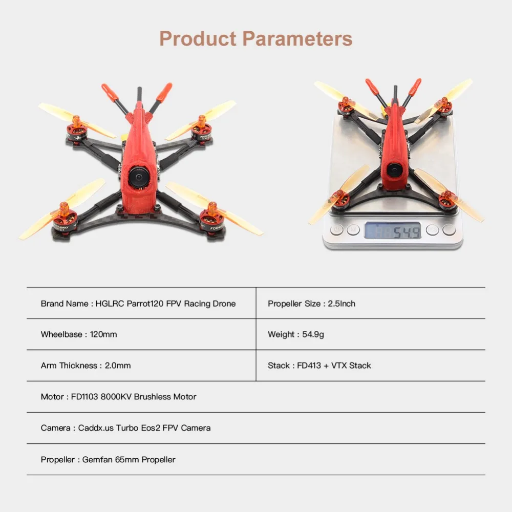 HGLRC зубочистка Parrot120 микро RC FPV гоночный Дрон с камерой PNP F411 2-4S управление полетом 13A 4в1 ESC 1103 кв мотор