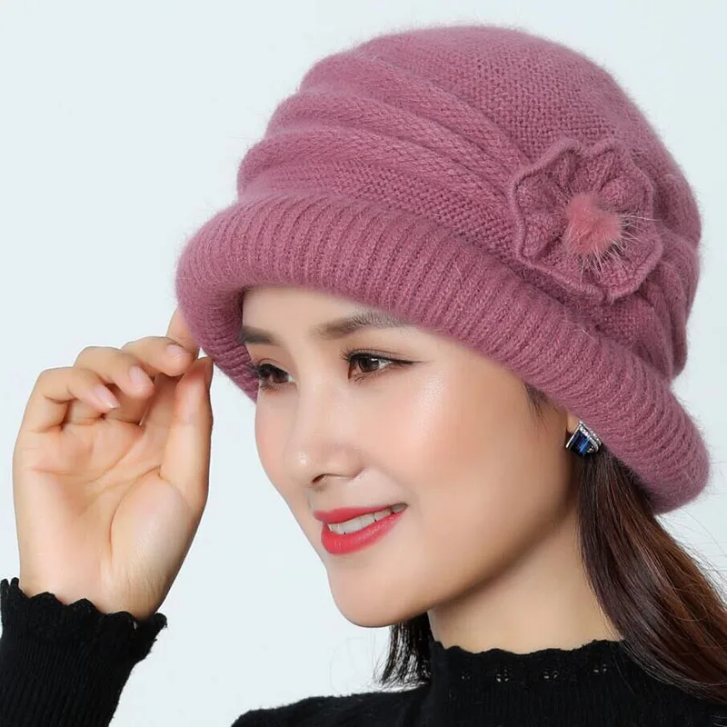 SUOGRY Hat Beanie Женская осенне-зимняя теплая шапка Лыжная шапочка Женская лыжная вязаная шапка полосатый капот Femme меховая женская шапка