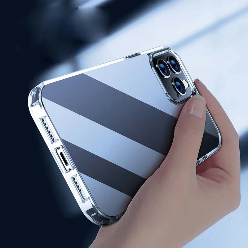 

For iPhone 12 Pro Max Case Transparent TPU + PC Full Protection Anti-scratch Back Cover Case For iPhone12 mini Pro 6.1 x-Level