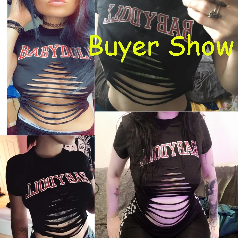 Детские хлопковые футболки с буквенным принтом в стиле панк готика летние