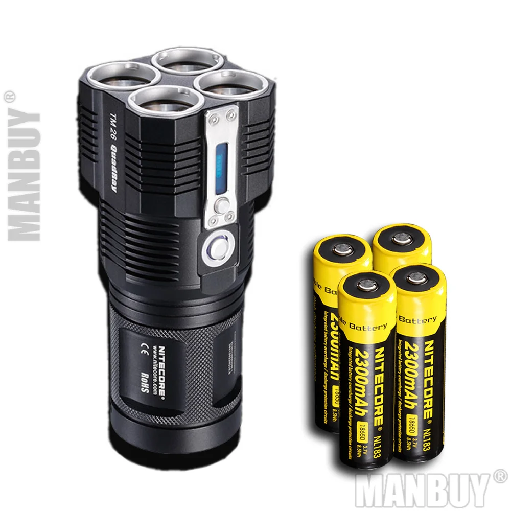 2021 NITECORE TM26 4xled 4000 люмен 454 м расстояние Oled Дисплей поиска Перезаряжаемые фонарик +