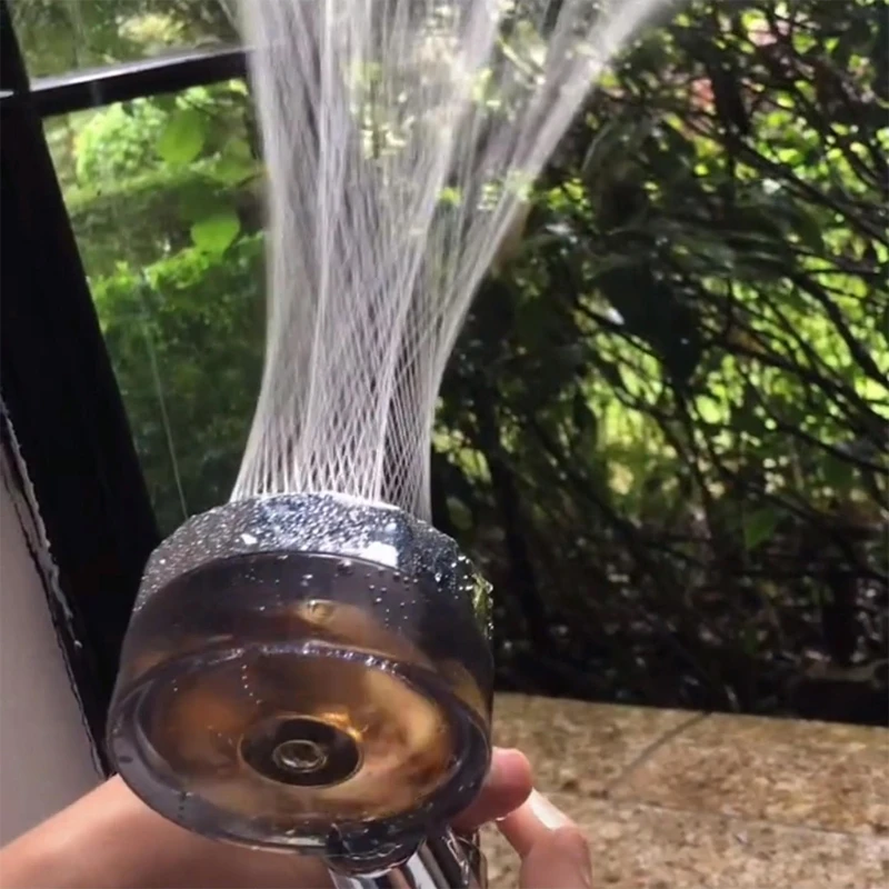 

Household Transparent Shower Head Bathroom High Pressure Handheld Shower with On/Off Pause Switch Universal 4-Point Port