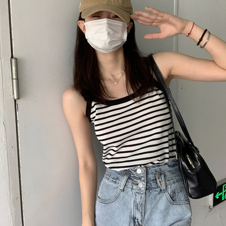 Майка женская в полоску 3 цвета без рукавов | Женская одежда