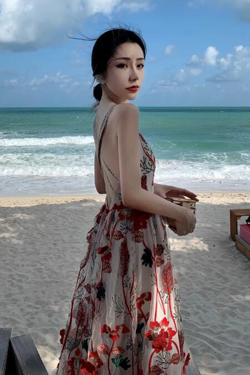 

Bali Holiday Skirt, Beach Skirt, Sexy Backless Long Skirt, Thin Suspender Skirt Dress, Super Fairy Summer