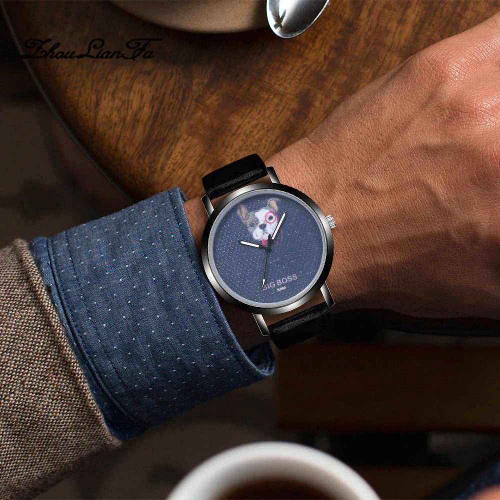 Новая мода прекрасные собаки дизайн спортивные мужские часы кварцевые наручные