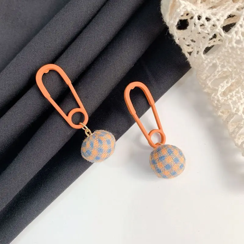 Fun Orange Pin Dangle Earrings Korean Creative Geometric Ball Earrings Autumn Winter Cute Ear Jewelry Fashion Women Wholesale images - 6