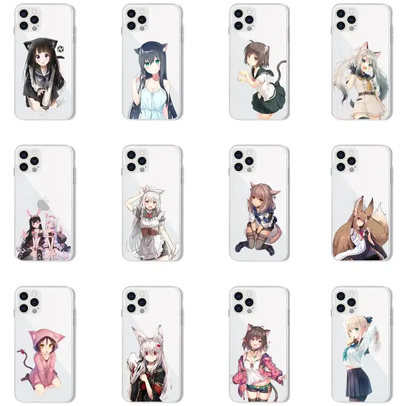 

Cute cat girl sweetheart Phone Case For iPhone 13 12 11 8 7 Pro Max Plus X XS XR MINI transparent clear New