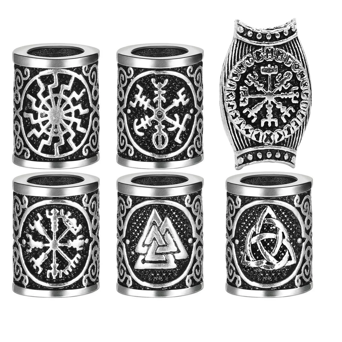 

Бусины с рунами викингов, металлические, 6 шт./лот