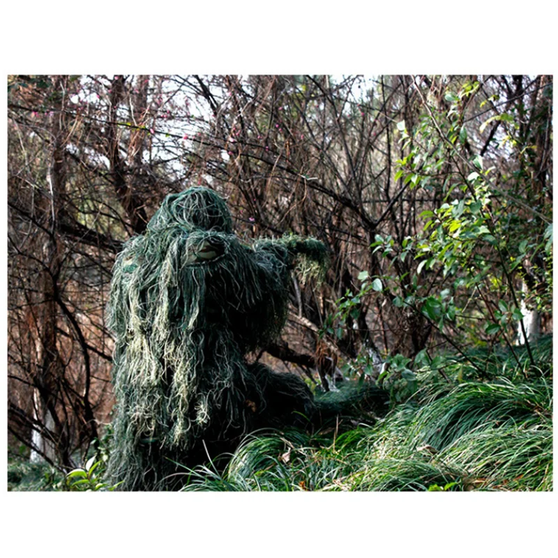 1 set of hunting suit 3D woolen coat trousers camouflage outdoor jungle observation bird landing shipping