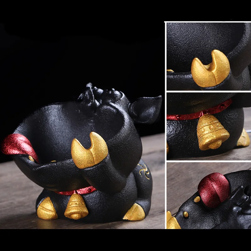 Забавный черный большой рот Свинья керамическая Персонализированная пепельница