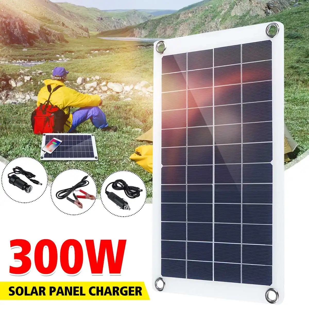 

300W Solar Panel Kit 12V USB charging Solar Cell Board Controller Portable Waterproof Solar Cells for Phone RV Car MP3 PAD