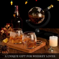 whiskey decanter globe set with 2 etched globe whisky glasses for wine cocktails liquor scotch homebar beverage ser