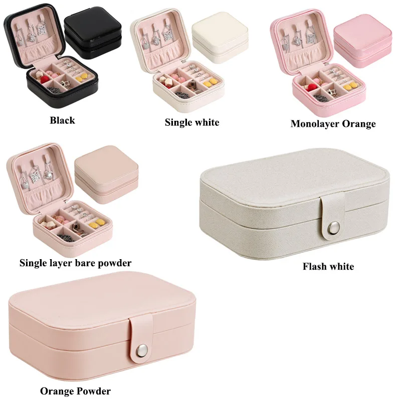 

Universal Jewelry Organizer Display Travel Jewelry Case Boxes Portable Jewelry Box Button Leather Storage Zipper Jewelers