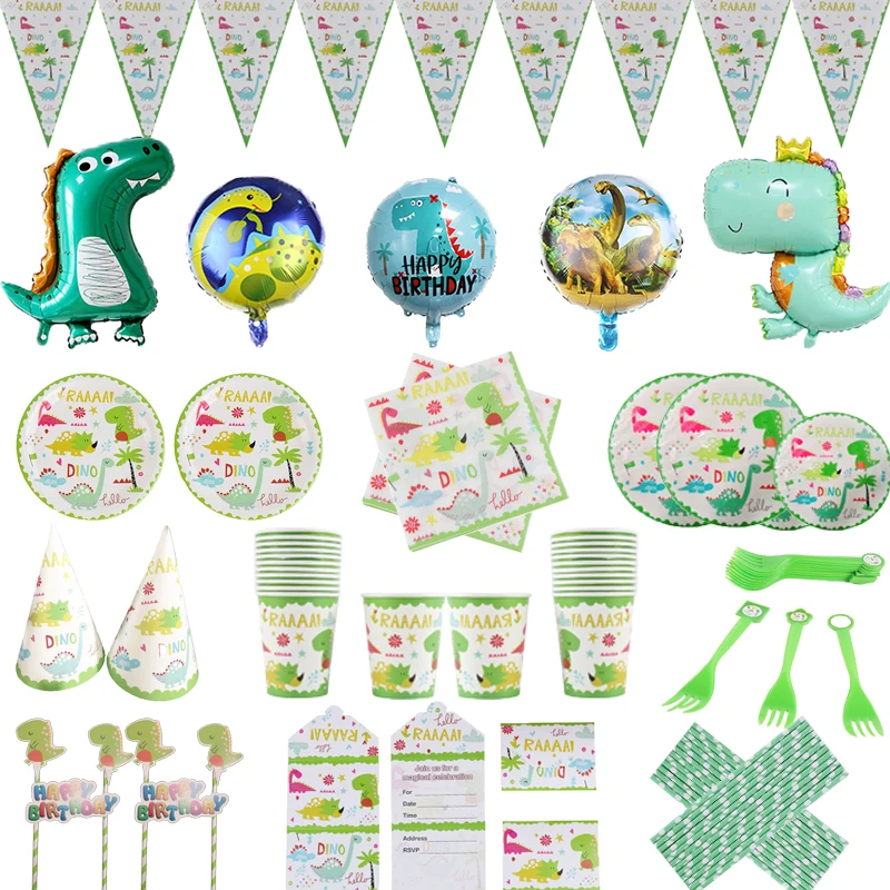 Динозавр товары для вечерние Ринок набор одноразовой посуды динозавр бумажная