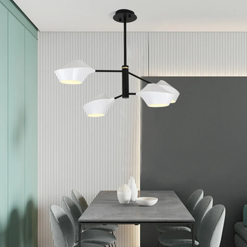 Скандинавская черная люстра с абажуром железный современный светодиодный