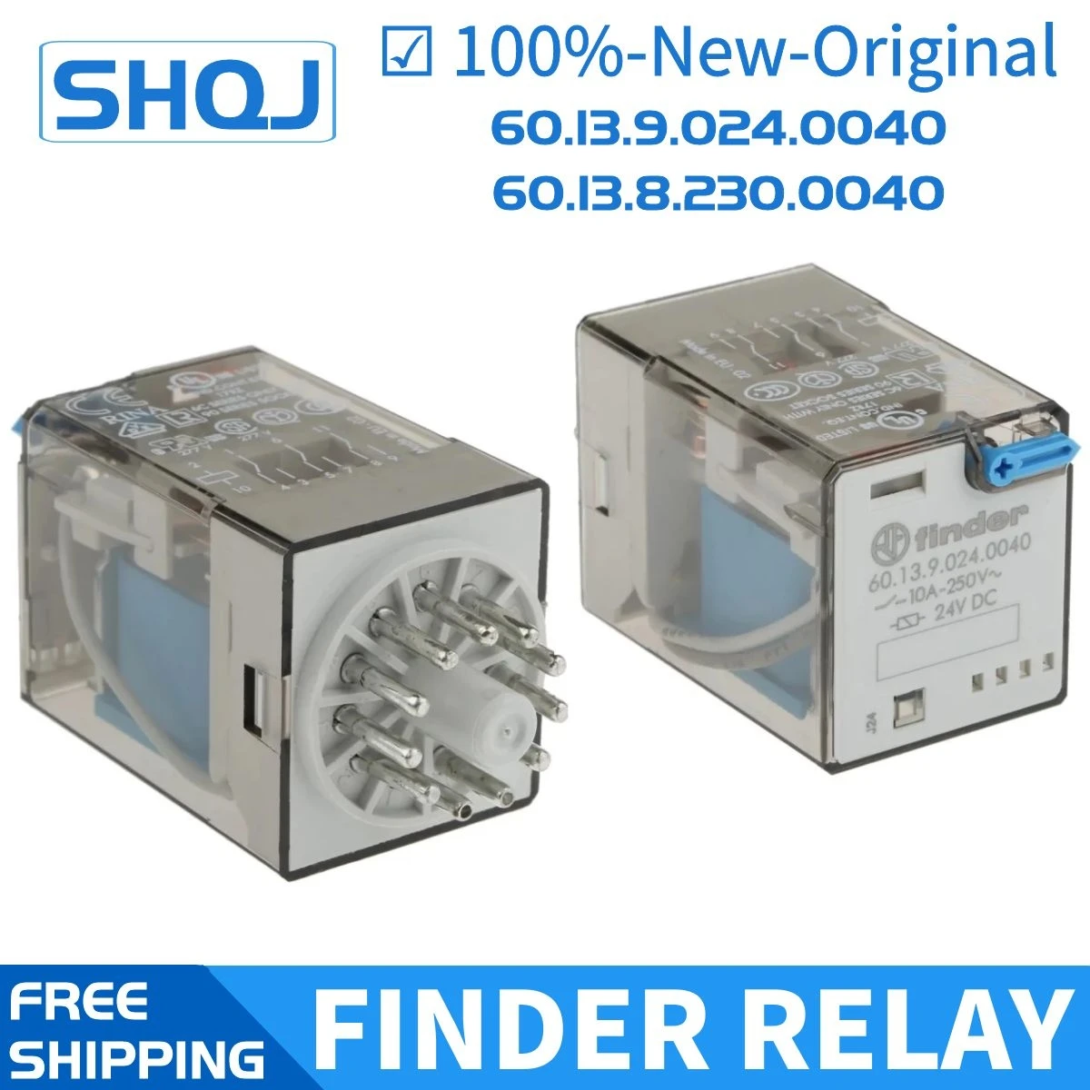 

finder relay 60.13.9.024.0040 60.13.8.230.0040 90.21 3CO-DPDT 11PIN 10A-250V 100%-new-original