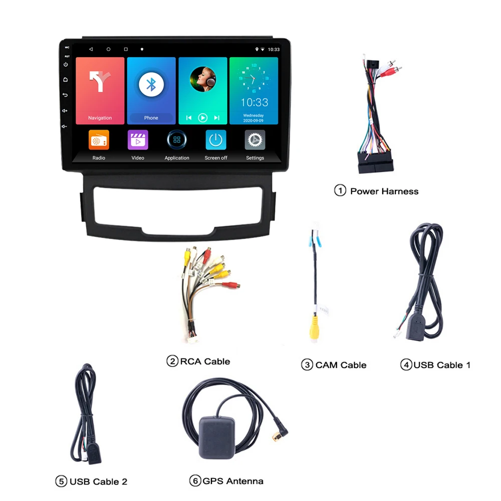 

For SsangYong Korando Actyon 2010 - 2013 9 inch Android 8.1 2 Din Car Multimedia Stereo Player Navigation GPS WIFI Radio