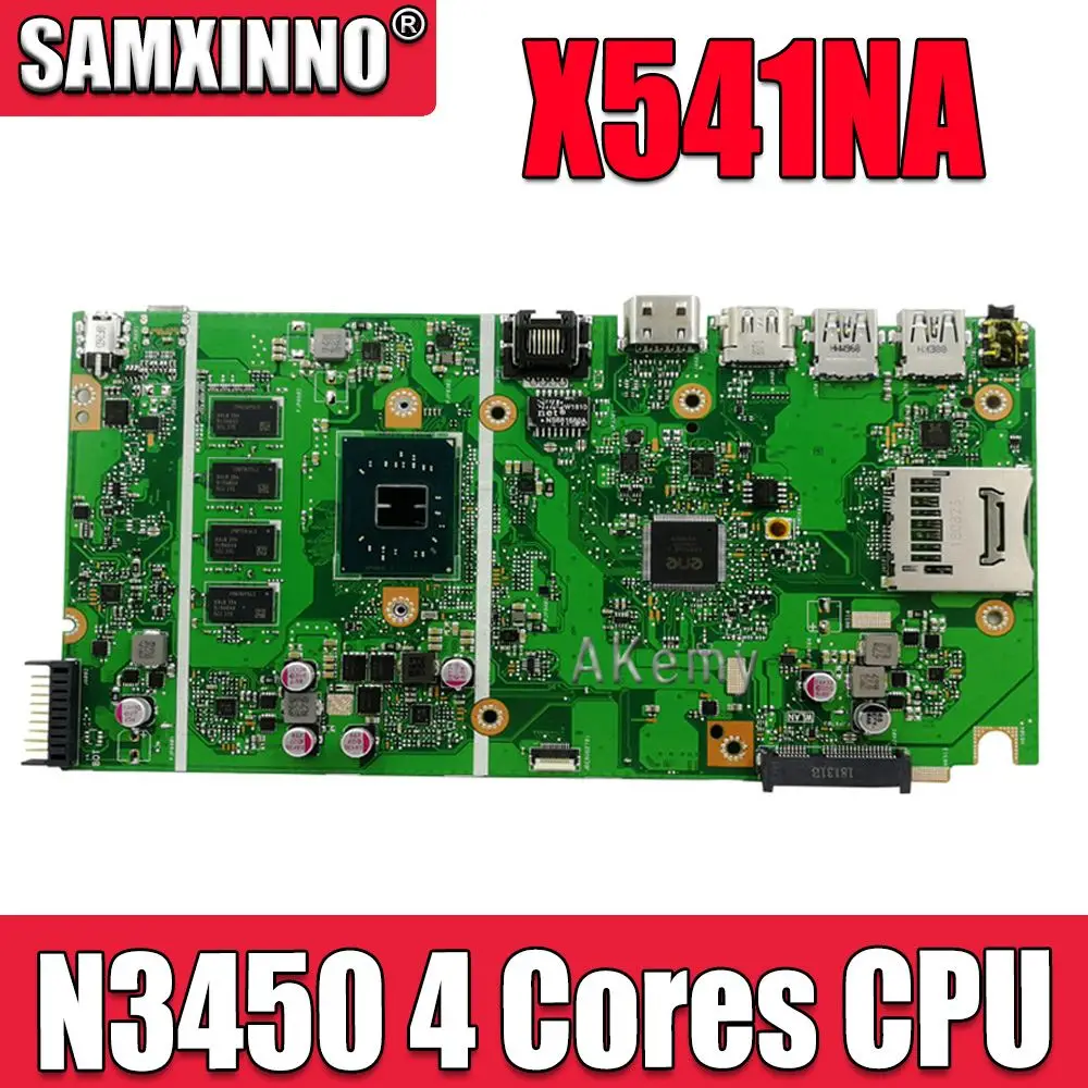 Akemy X541NA материнская плата для ноутбука ASUS оригинальная 4GB RAM N3450 4 ядра