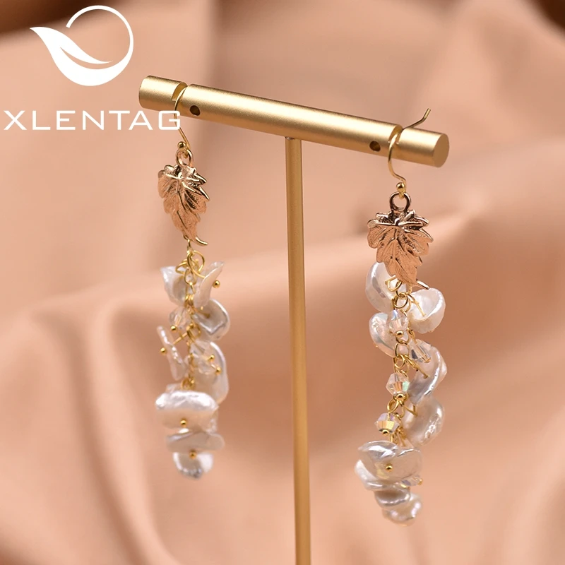 XlentAg натуральный пресноводный барочный жемчуг длинные висячие серьги с