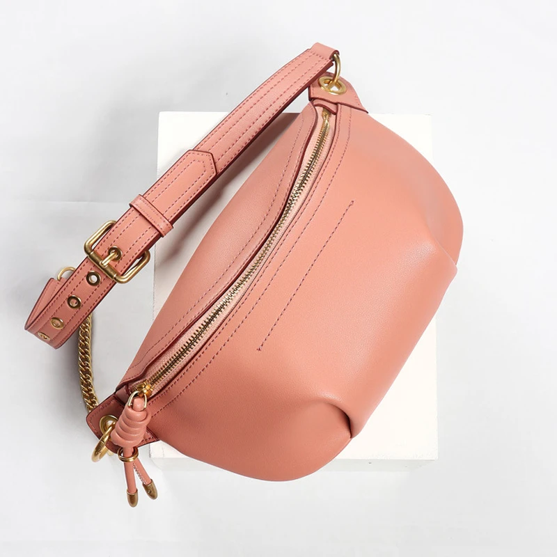 Женская поясная сумка конфетных цветов желтая/зеленая/Розовая с металлической