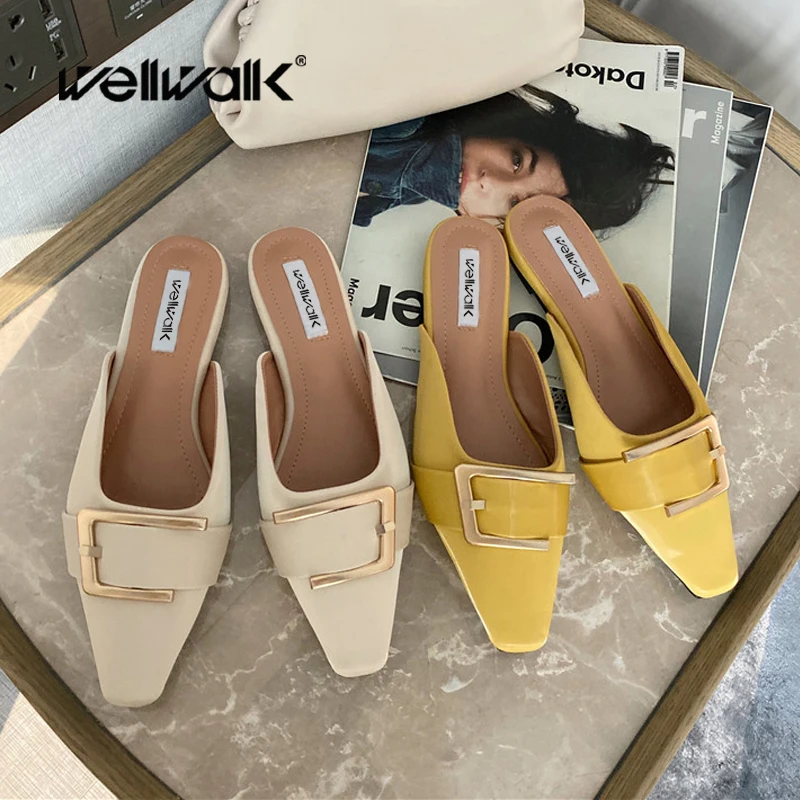 Модельные тапочки Женская обувь на плоской подошве Женские шлепанцы с острым