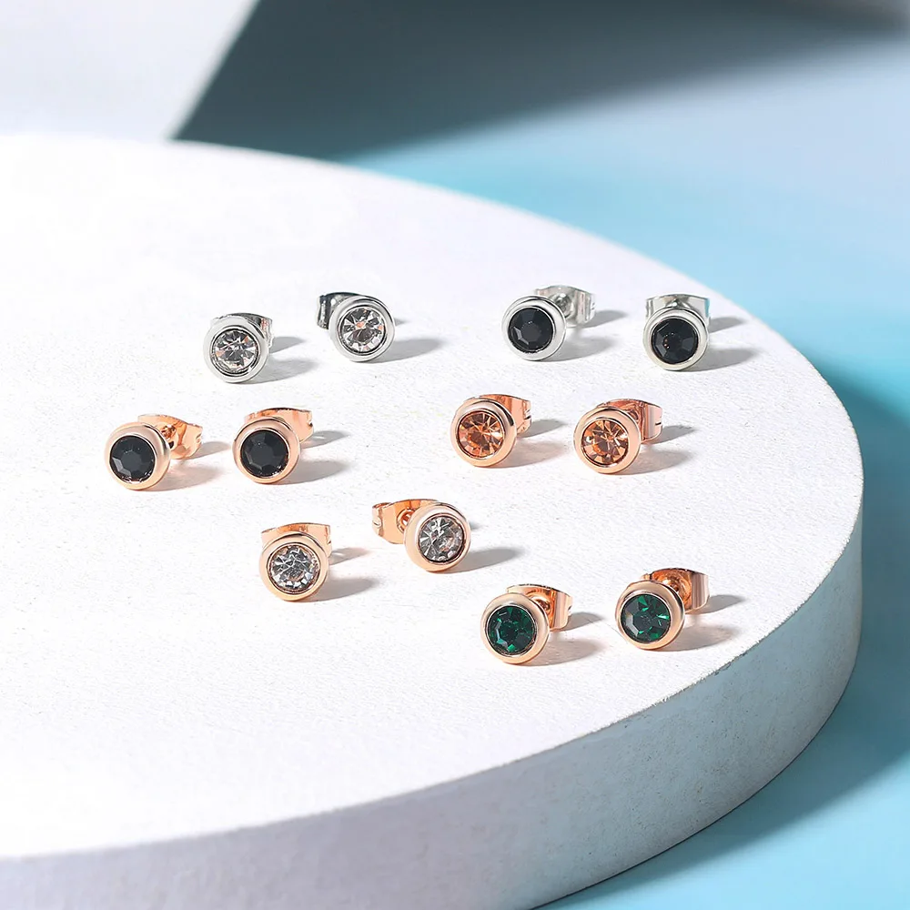 ZHOUYANG серьги гвоздики для женщин OL Стиль выразительные цвета розового золота