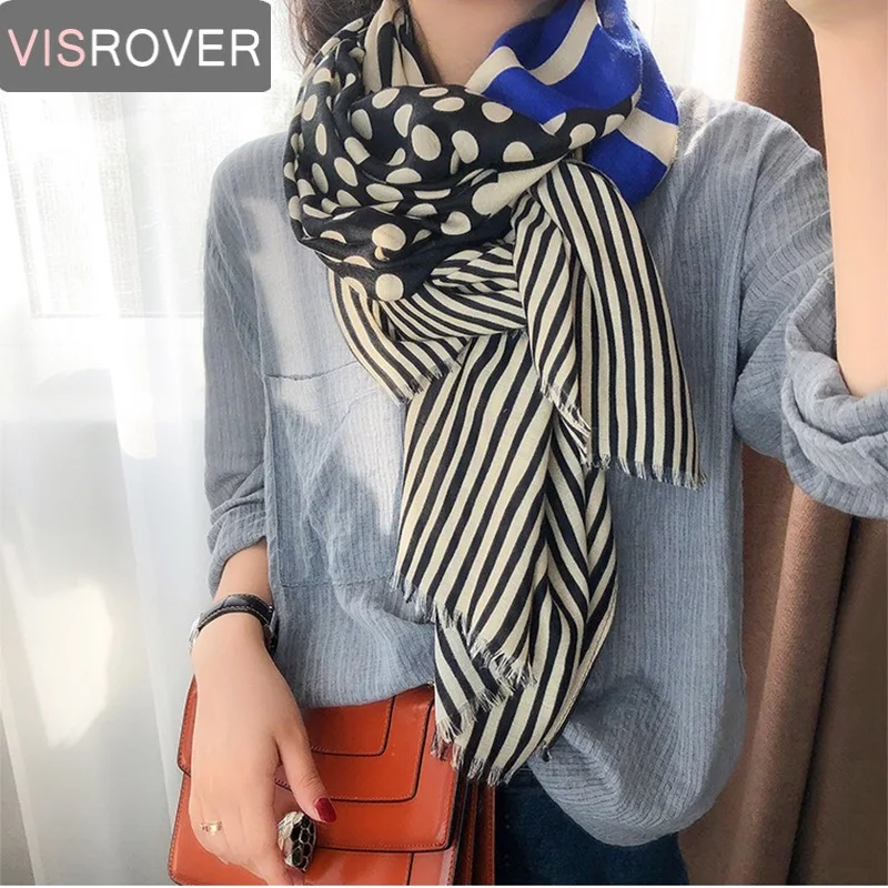 

VISROVER 2020 полосатый шарф с геометрическим принтом, Осенний шарф для женщин, модный пляжный шарф, шали, хиджаб, подарок, оптовая продажа