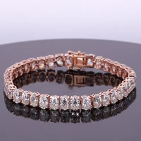customized manufacture factory price 4x6mm oval shape moissanite gemstone 14k white rose yellow gold bracelet