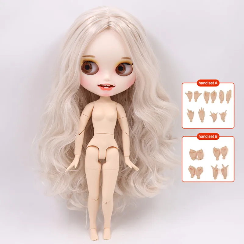 Nude doll ICY Blyth кукла на заказ с руками Набор для тела Новая Улыбка Рот матовое лицо 1/6 игрушки BJD DIY модные куклы подарок для девочки специальное предложение - Цвет: Nude doll