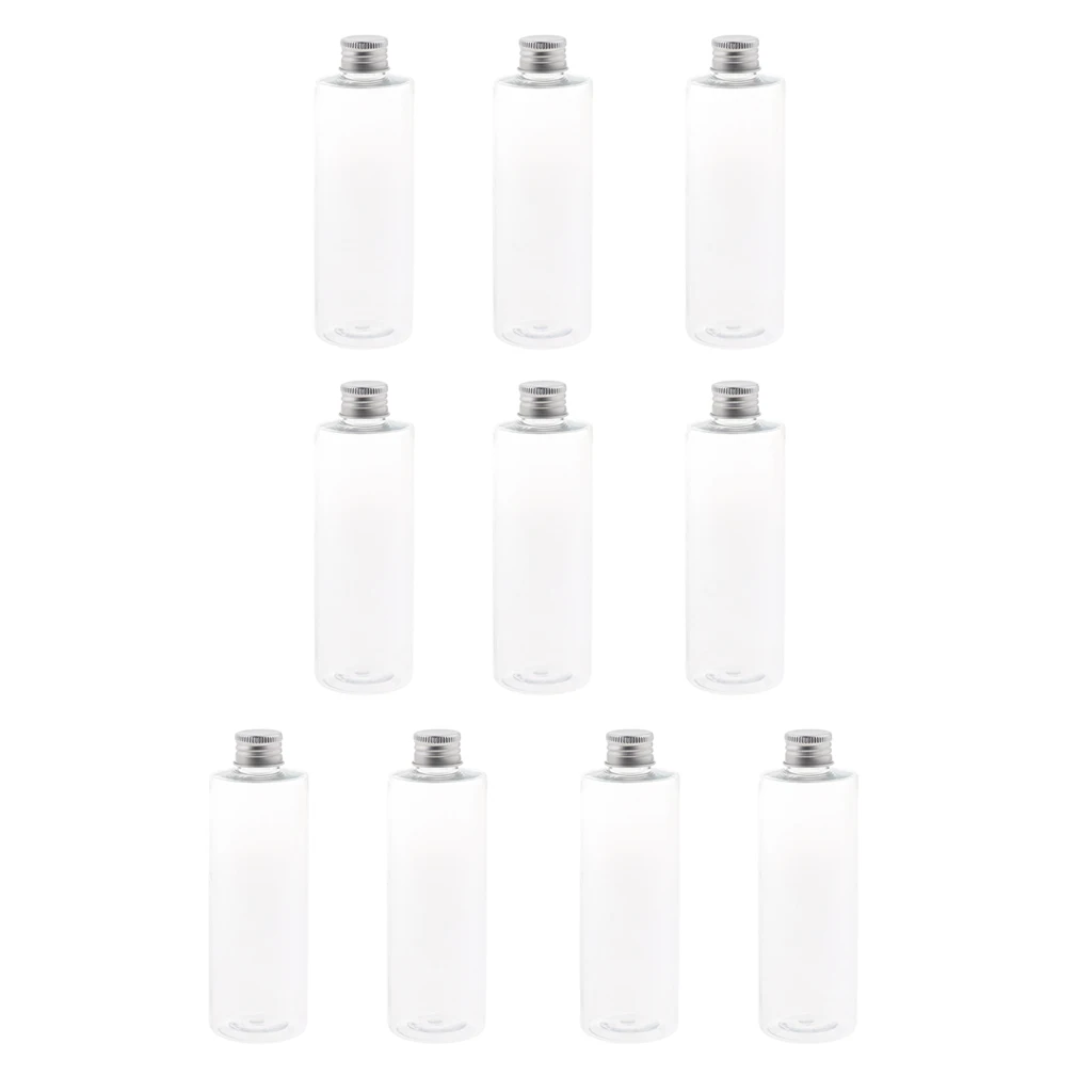 

10 Pcs Empty Clear Travel Bottles with Silver Aluminum Cap,Liquids Storage