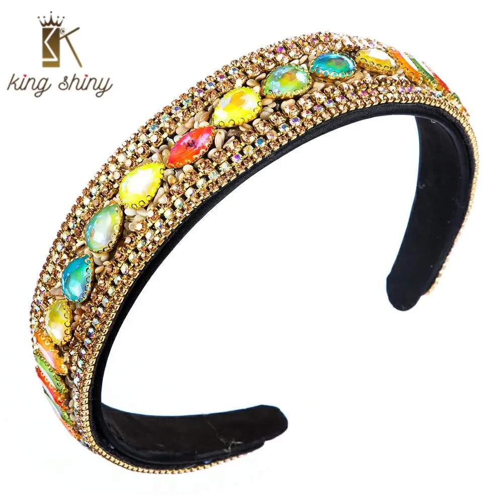 

Korean Summer New Design Crystal Headband for Woman Luxury Colorcul Crystal Natural Stone Hair Hoop Woman Party Hair Accessories