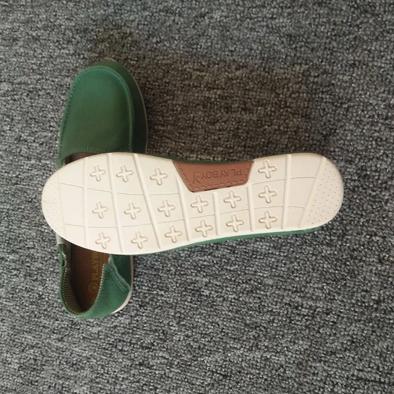 Женская обувь Лоферы Зеленые парусиновые туфли на плоской подошве Сезон весна