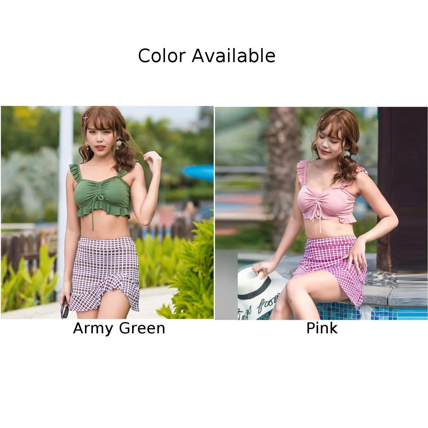 

Two-piece Swimsuit Women Bikini Korean Small Chest Gathered Sexy Bra+skirt Micro Bikini Set Summer Beachwear Swim Suit 2021 Hot