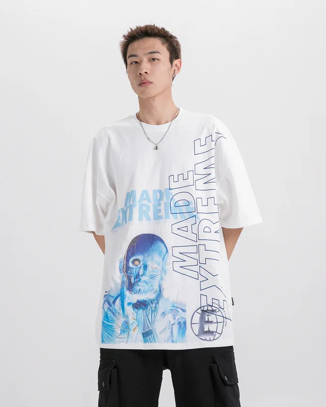 High Street 2020 панк Рок буквы печати мужские футболки для пары Homme o-образным вырезом