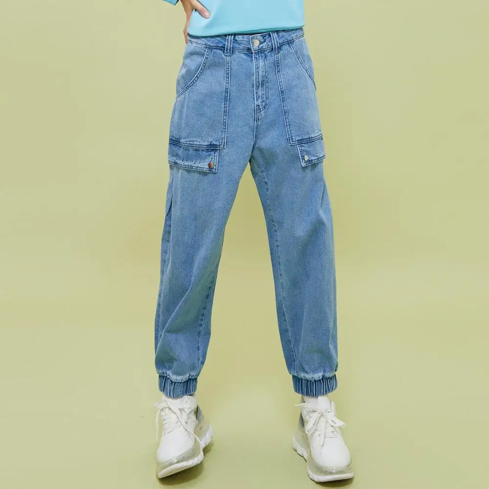 Metersbonwe 2020 Весенние новые джинсы для женщин мульти-сумка штаны бега высокое